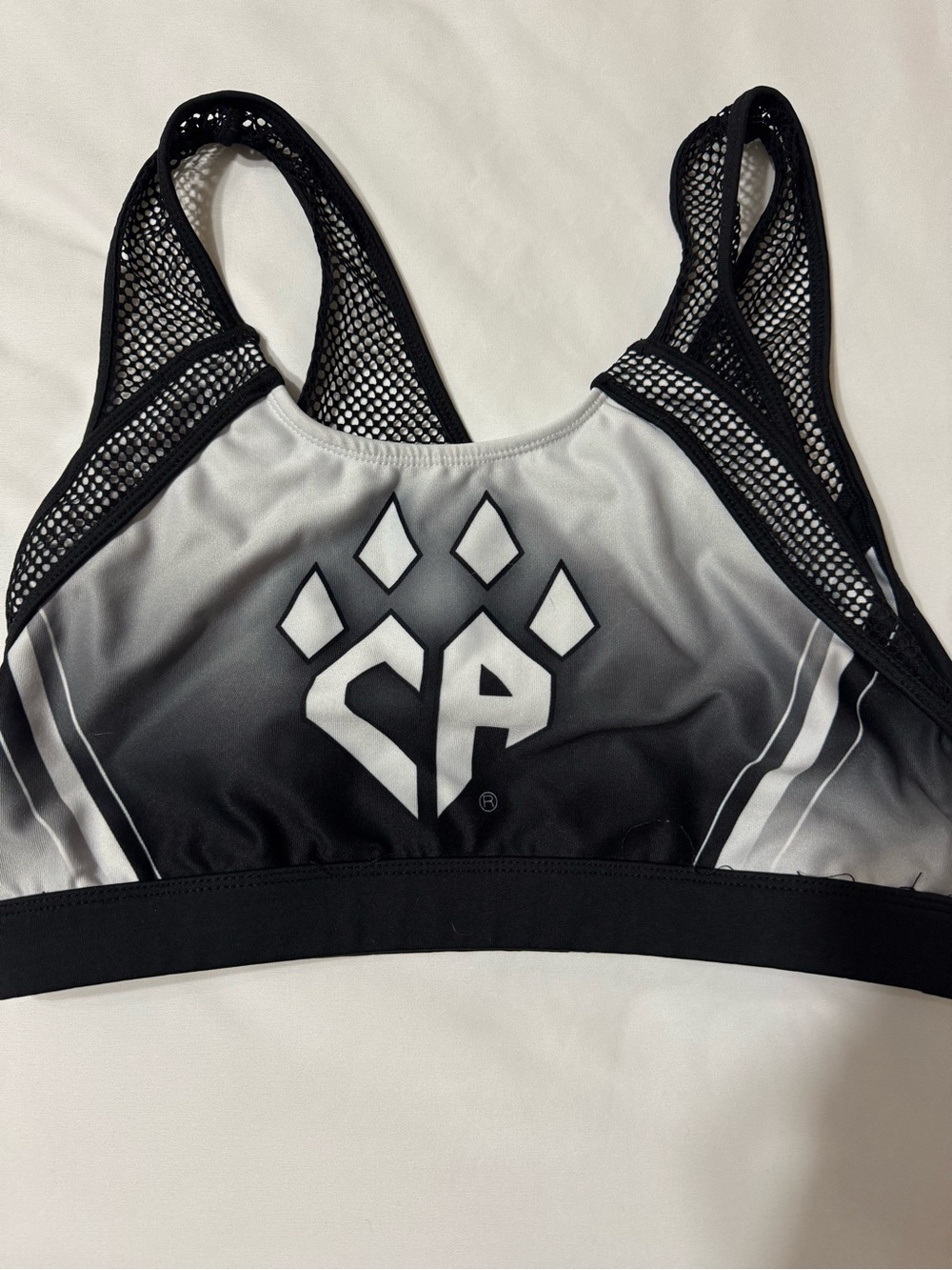 Cheer athletics black and white sports bra adult medium rebel cheer